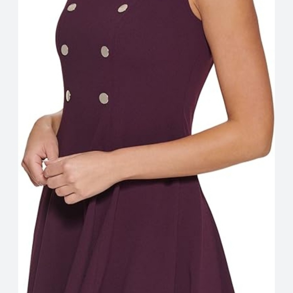 Tommy Hilfiger Plum Skater Style Dress with White Collar - Women - Size 16 - Picture 2 of 8